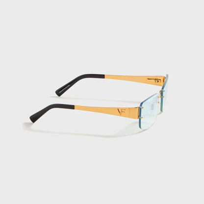 Men Kith Vintage Frames Infamous Rimless Drill Mount 24KT - Gold / Tiffany Blue