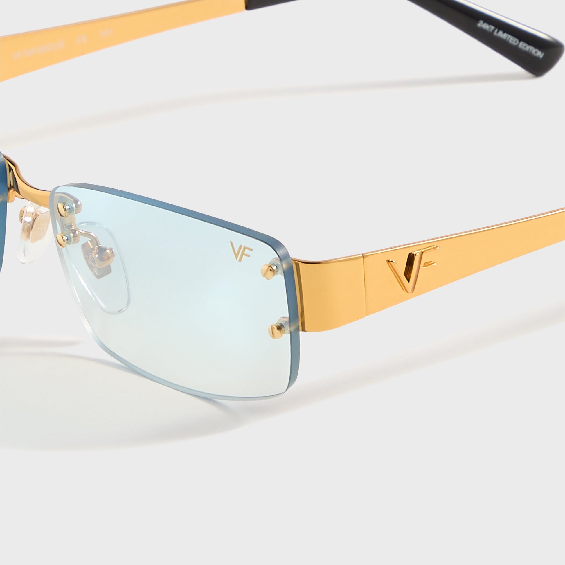 Men Kith Vintage Frames Infamous Rimless Drill Mount 24KT - Gold / Tiffany Blue