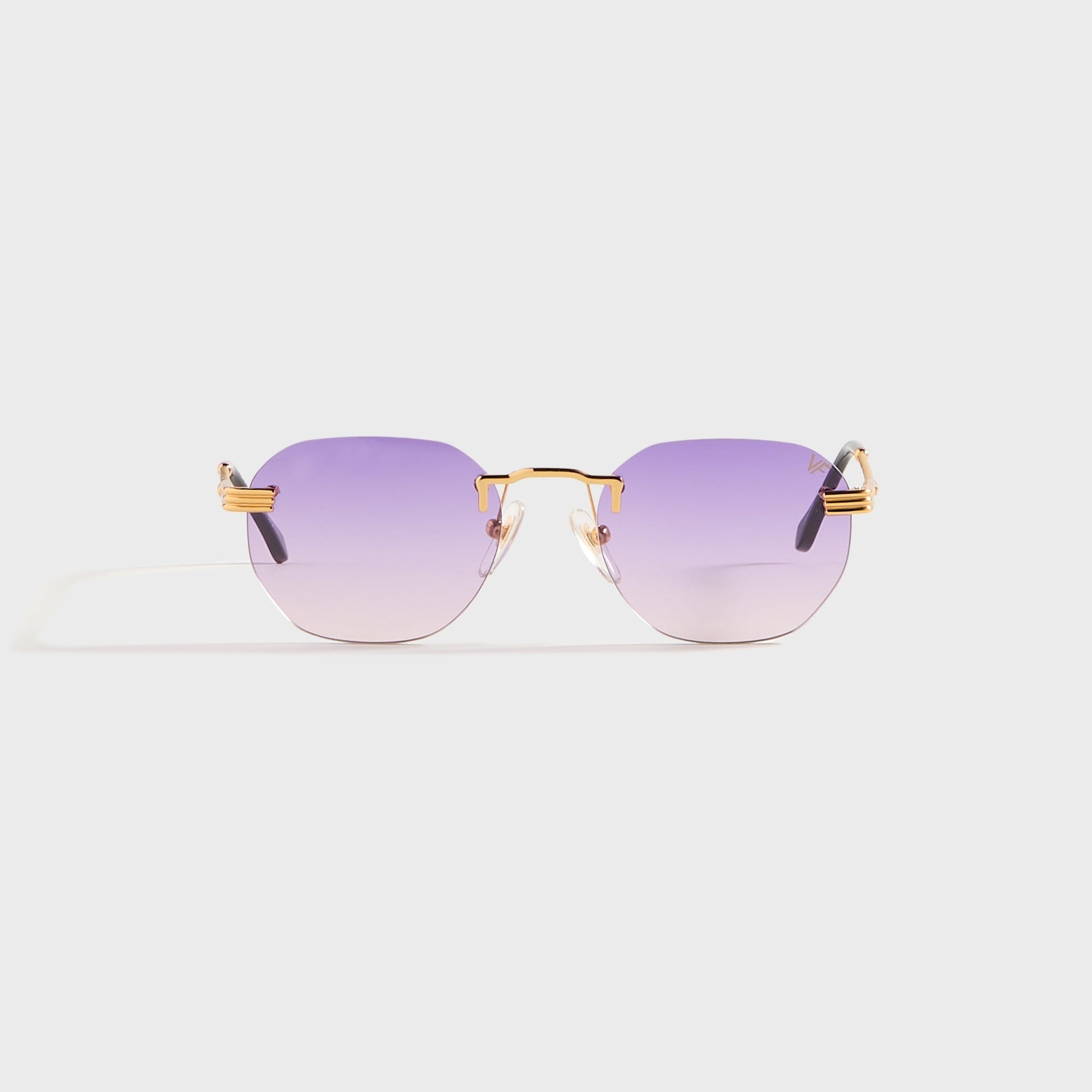Men Kith Vintage Frames Detroit Player Rimless Drill Mount 24KT - Gold / Purple