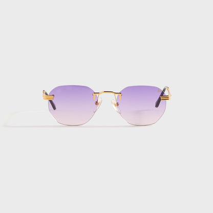 Men Kith Vintage Frames Detroit Player Rimless Drill Mount 24KT - Gold / Purple