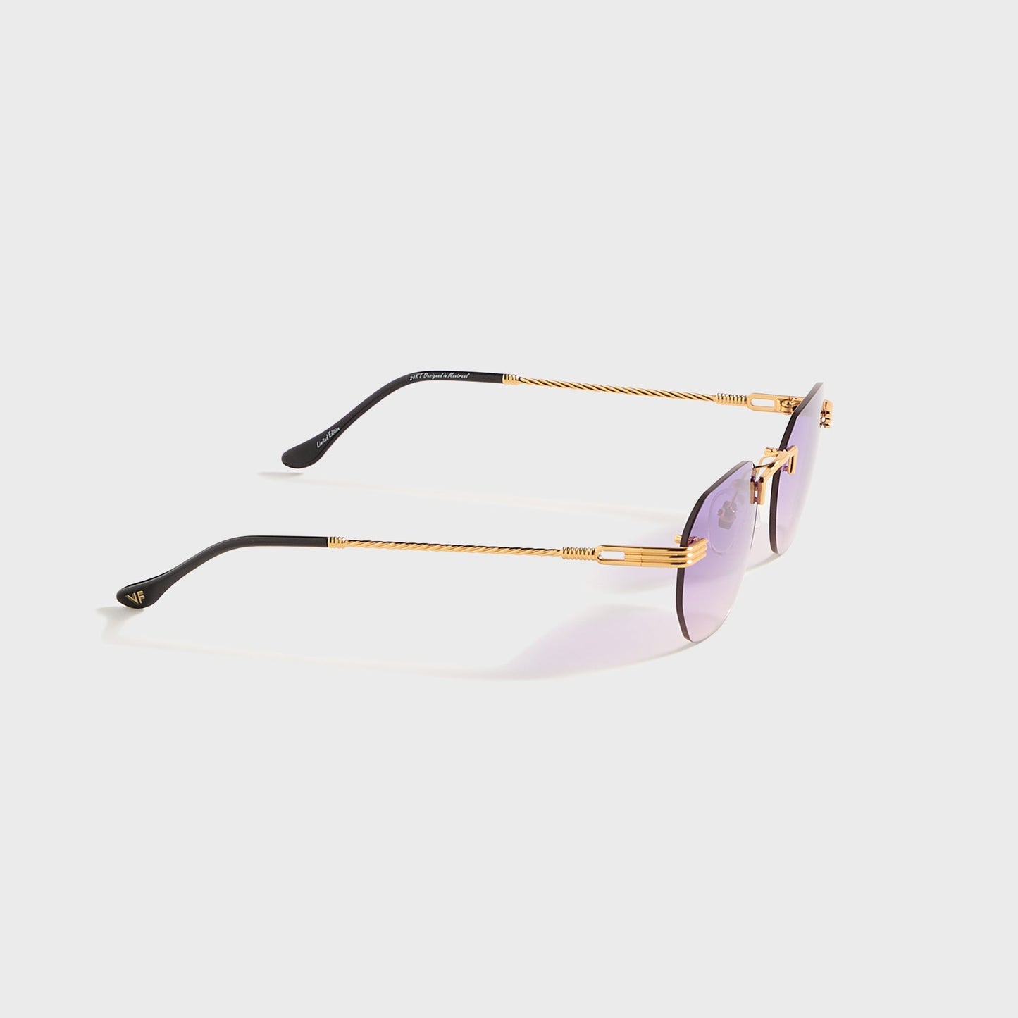 Men Kith Vintage Frames Detroit Player Rimless Drill Mount 24KT - Gold / Purple