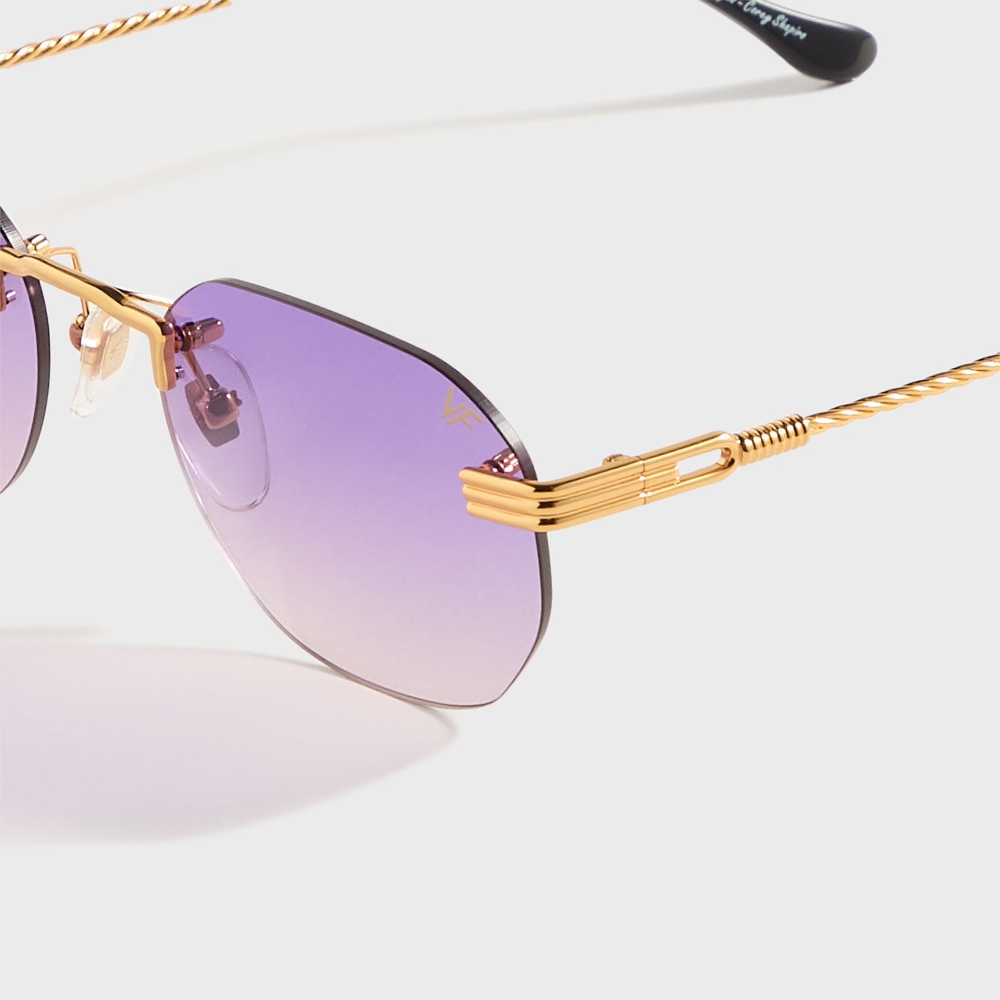 Men Kith Vintage Frames Detroit Player Rimless Drill Mount 24KT - Gold / Purple