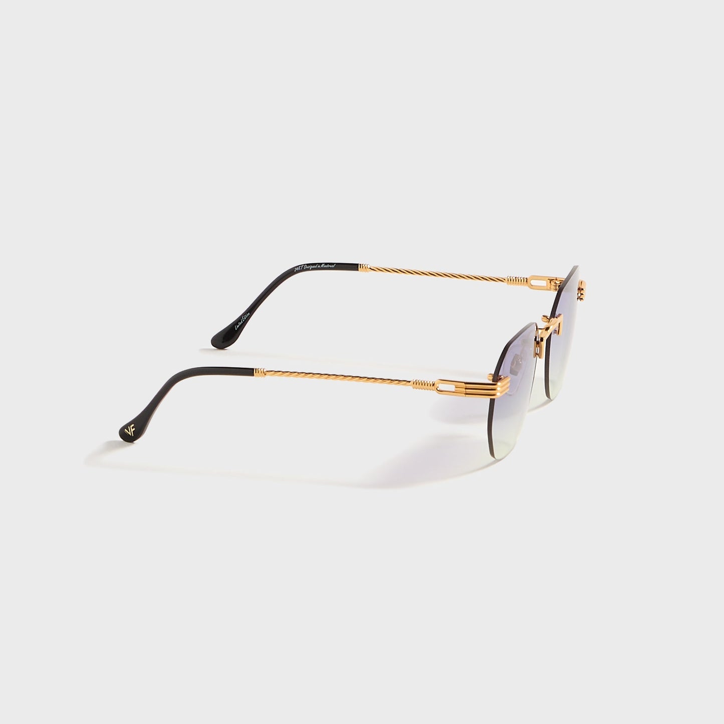 Men Kith Vintage Frames Detroit Player Rimless Drill Mount 24KT - Gold Grape /