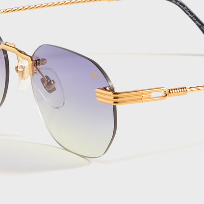 Men Kith Vintage Frames Detroit Player Rimless Drill Mount 24KT - Gold Grape /