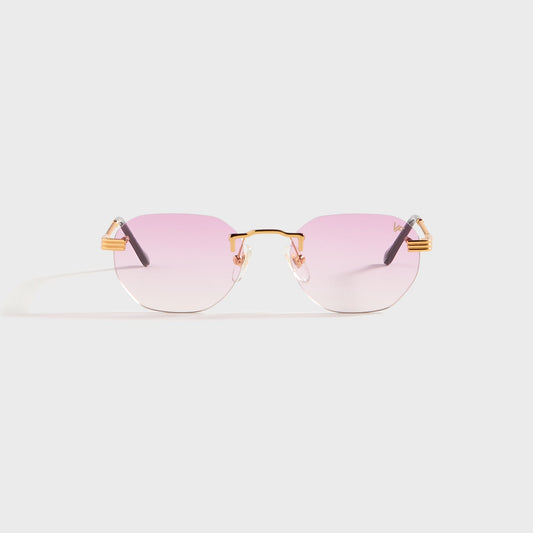 Men Kith Vintage Frames Detroit Player Rimless Drill Mount 24KT - Gold / Gumdro