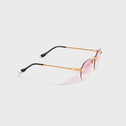 Men Kith Vintage Frames Detroit Player Rimless Drill Mount 24KT - Gold / Gumdro