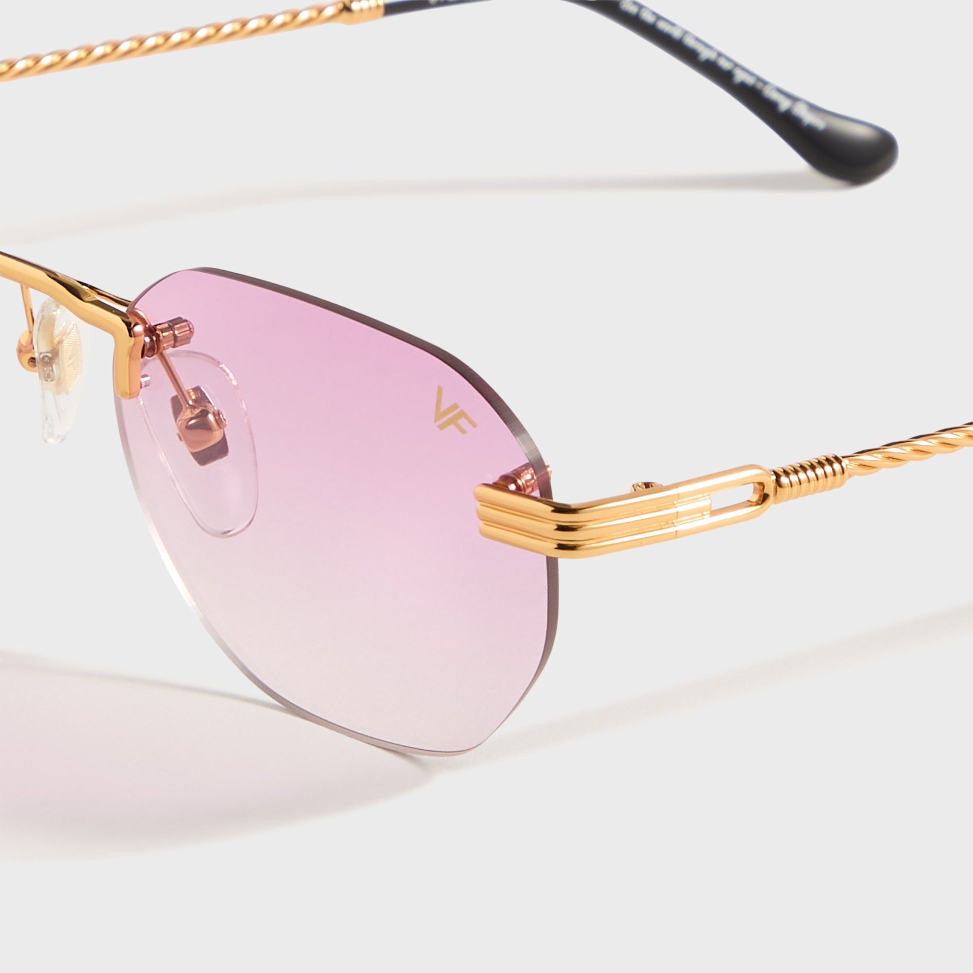 Men Kith Vintage Frames Detroit Player Rimless Drill Mount 24KT - Gold / Gumdro
