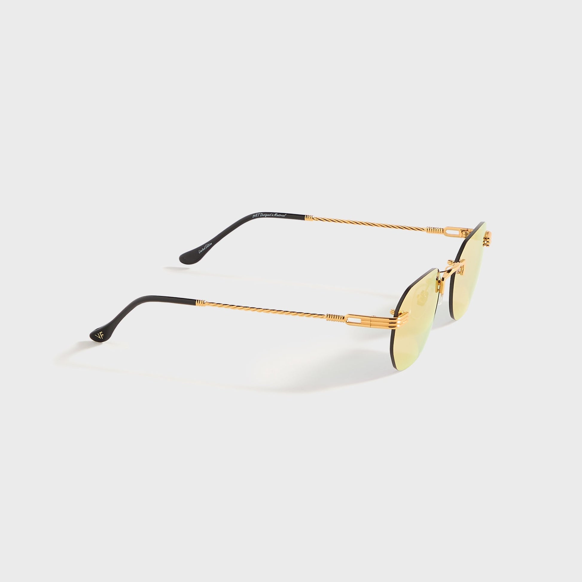 Men Kith Vintage Frames Detroit Player Rimless Drill Mount 24KT - Gold / Smoke