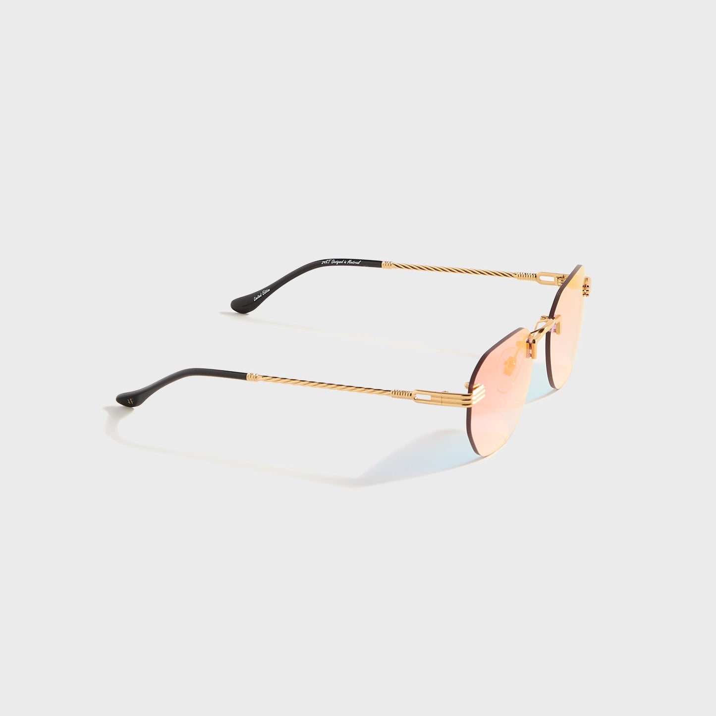 Men Kith Vintage Frames Detroit Player Rimless Drill Mount 24KT - Gold / Grape