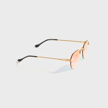 Men Kith Vintage Frames Detroit Player Rimless Drill Mount 24KT - Gold / Grape