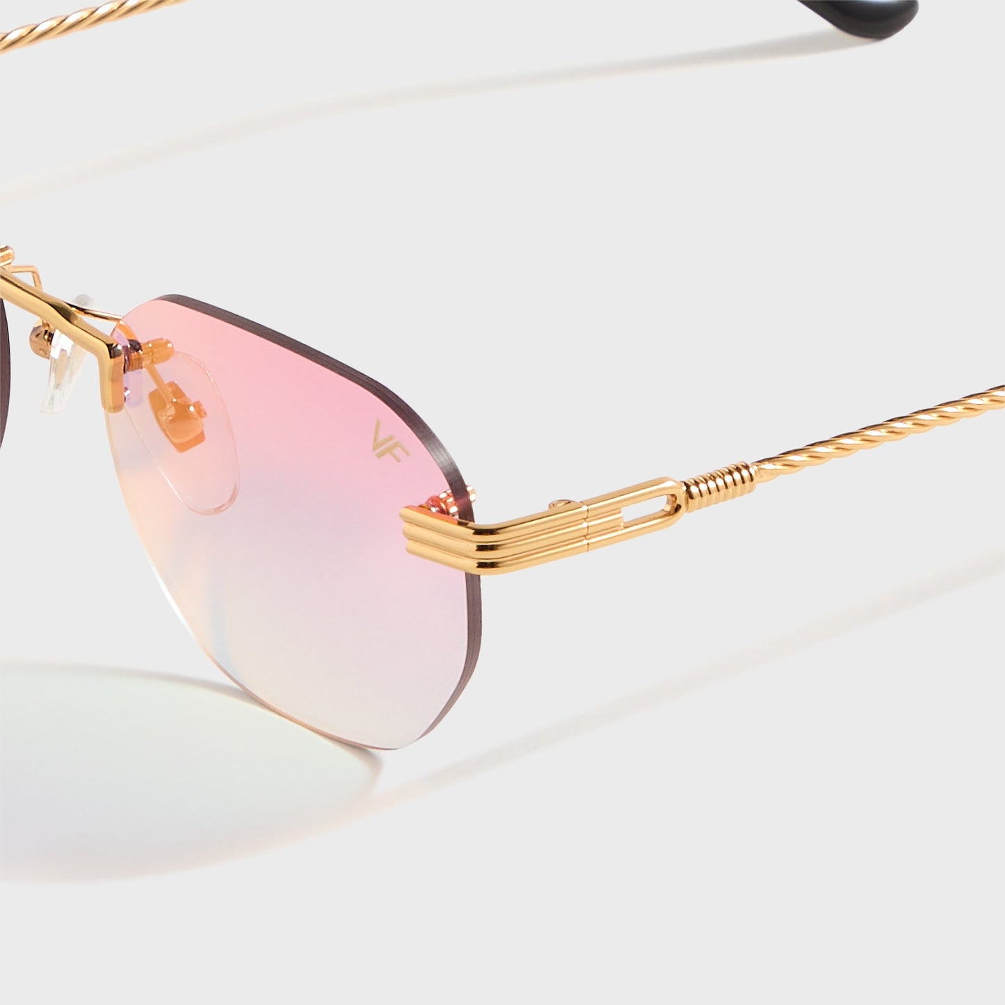 Men Kith Vintage Frames Detroit Player Rimless Drill Mount 24KT - Gold / Grape