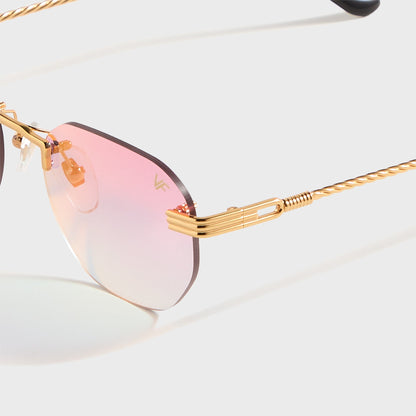 Men Kith Vintage Frames Detroit Player Rimless Drill Mount 24KT - Gold / Grape