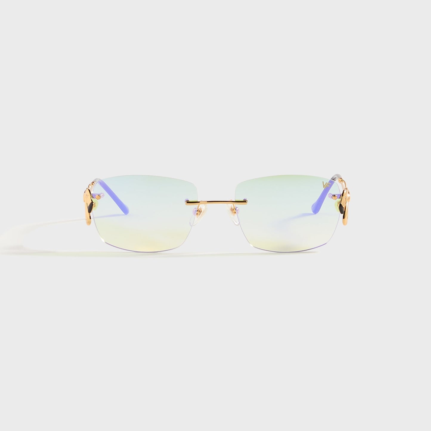 Men Kith Vintage Frames Flamingo 24KT - Yellow Gold / Powder Green Flash Purple
