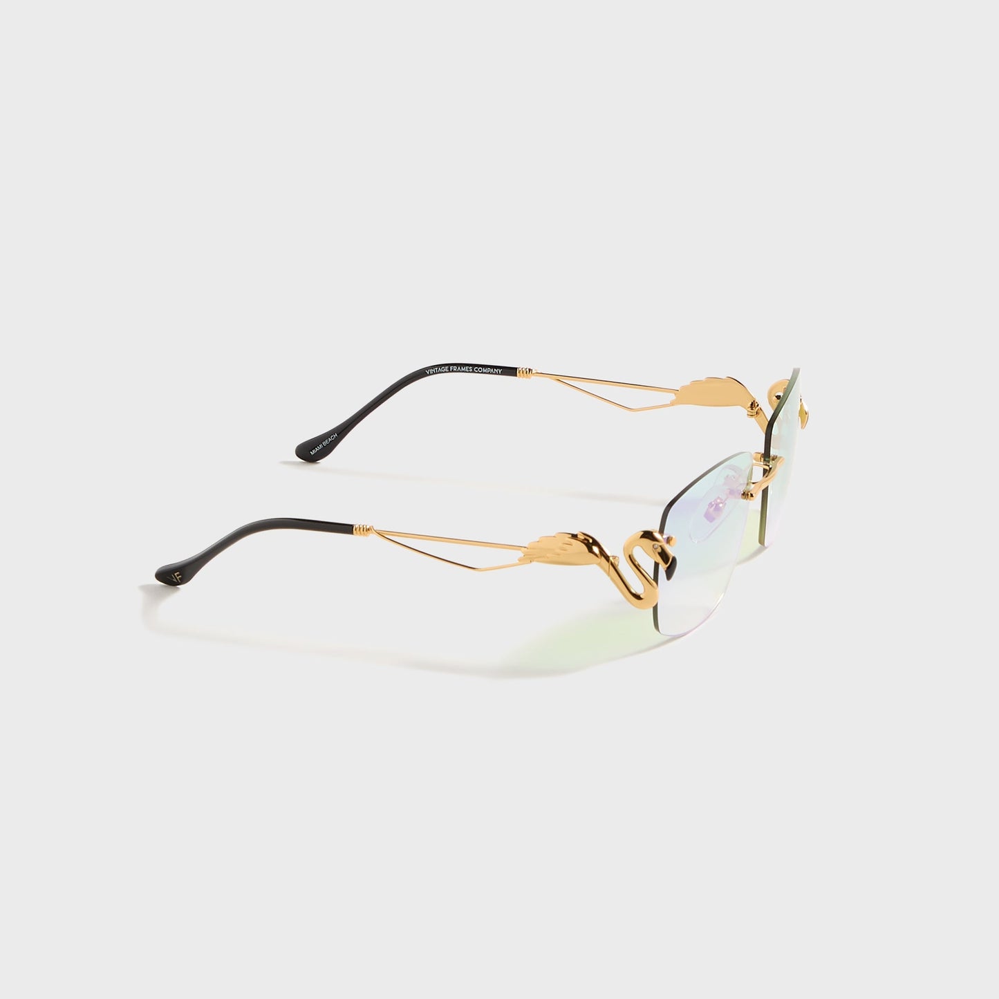 Men Kith Vintage Frames Flamingo 24KT - Yellow Gold / Powder Green Flash Purple