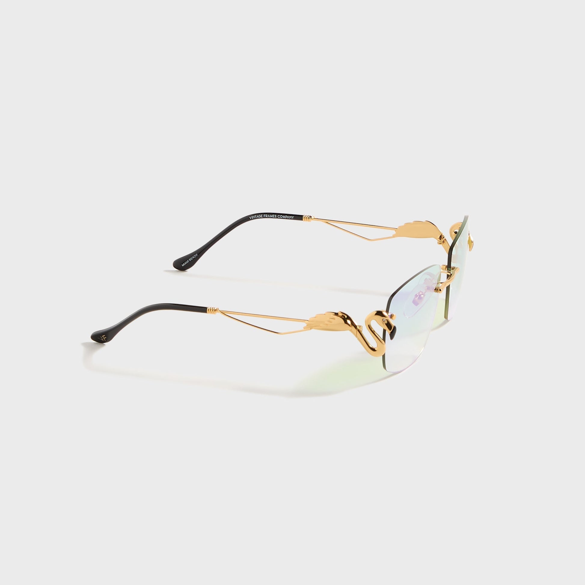 Men Kith Vintage Frames Flamingo 24KT - Yellow Gold / Powder Green Flash Purple