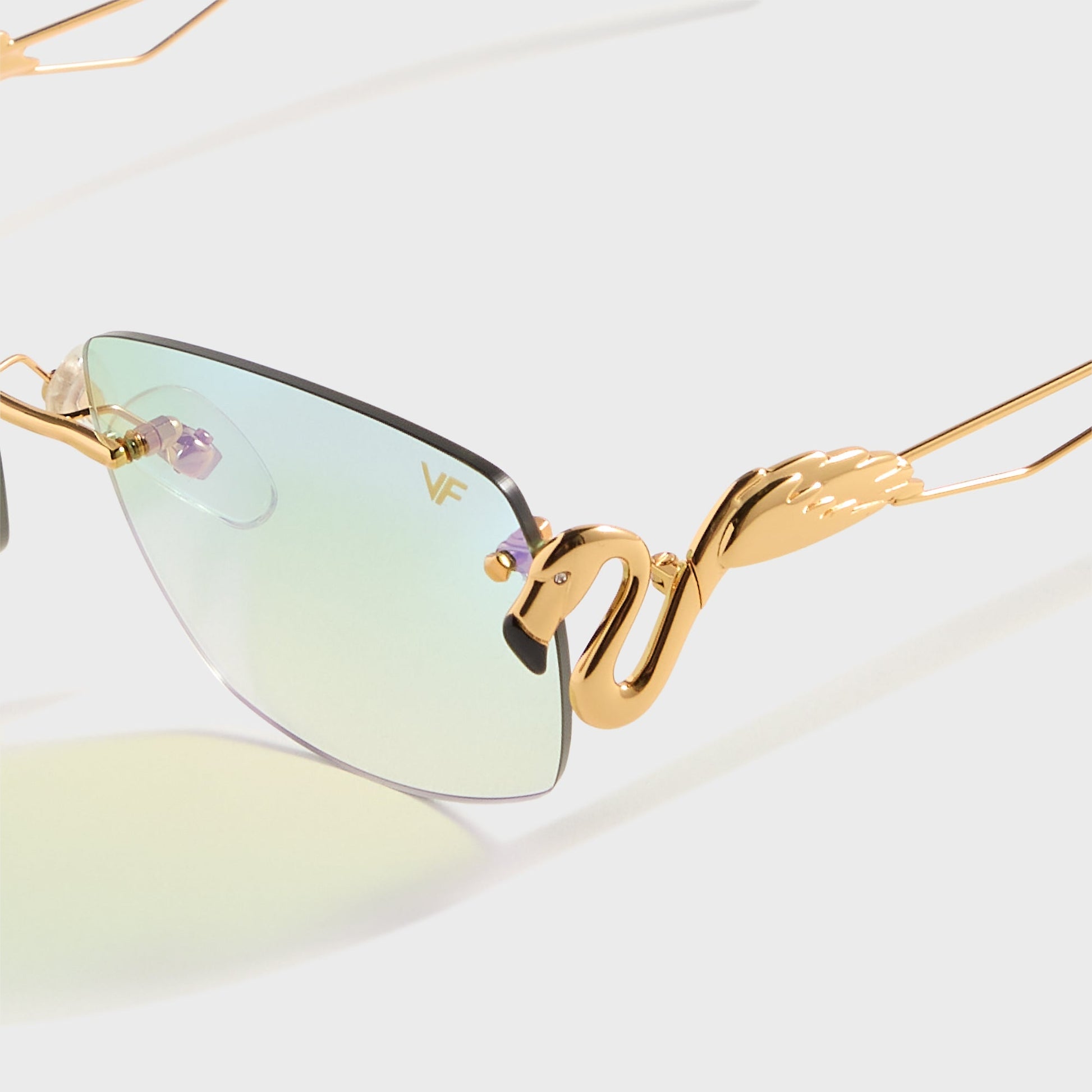 Men Kith Vintage Frames Flamingo 24KT - Yellow Gold / Powder Green Flash Purple