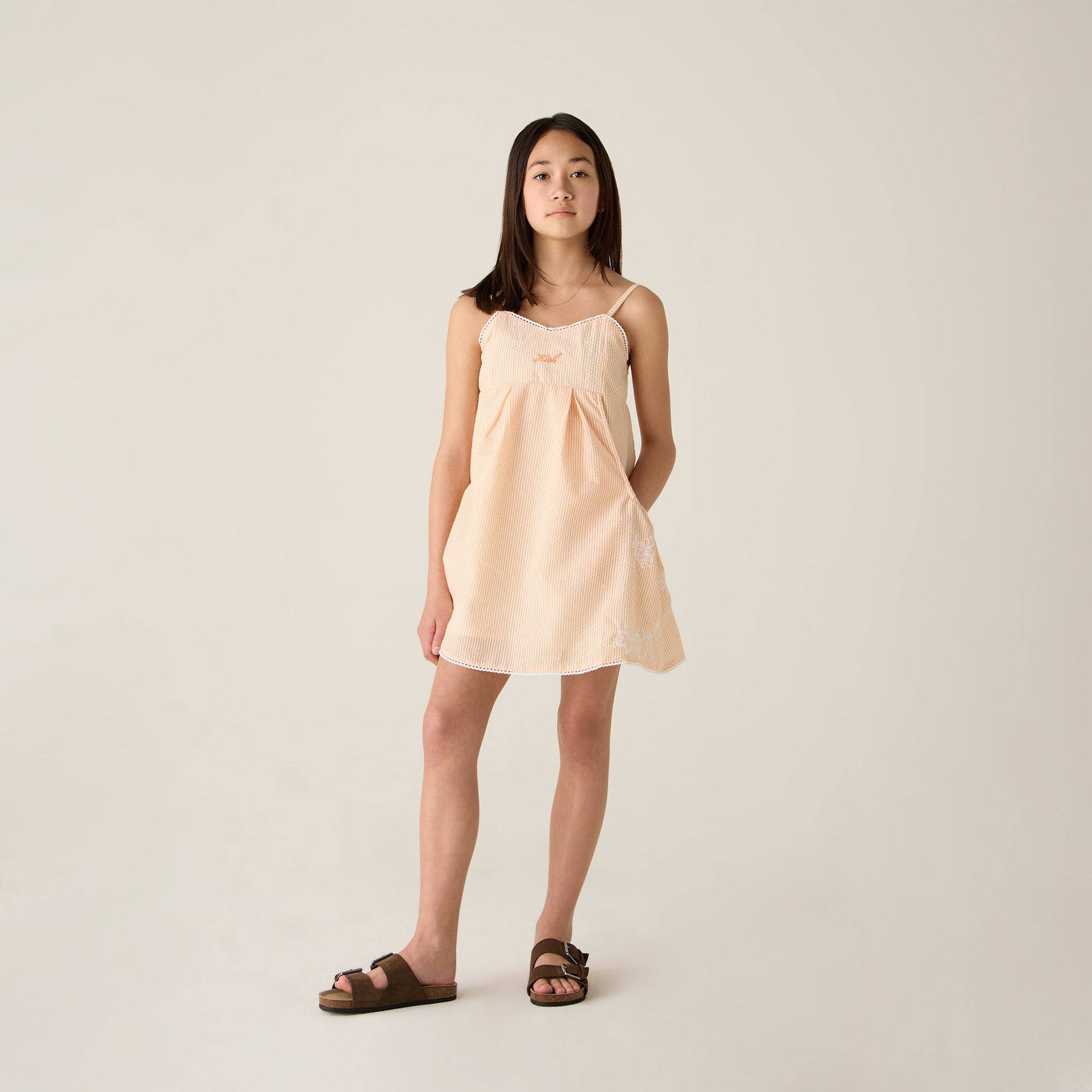 Kids Kith Kith Kids Seersucker Ainsley Dress - Calcite