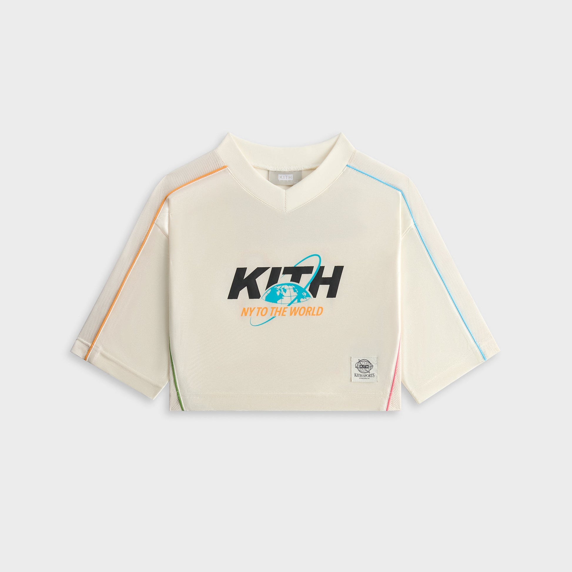 Kids Kith Kith Kids NY to the World Unisphere Faille Crop Jersey - Sandrift