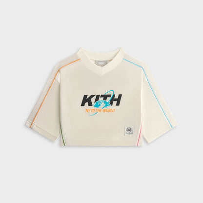 Kids Kith Kith Kids NY to the World Unisphere Faille Crop Jersey - Sandrift