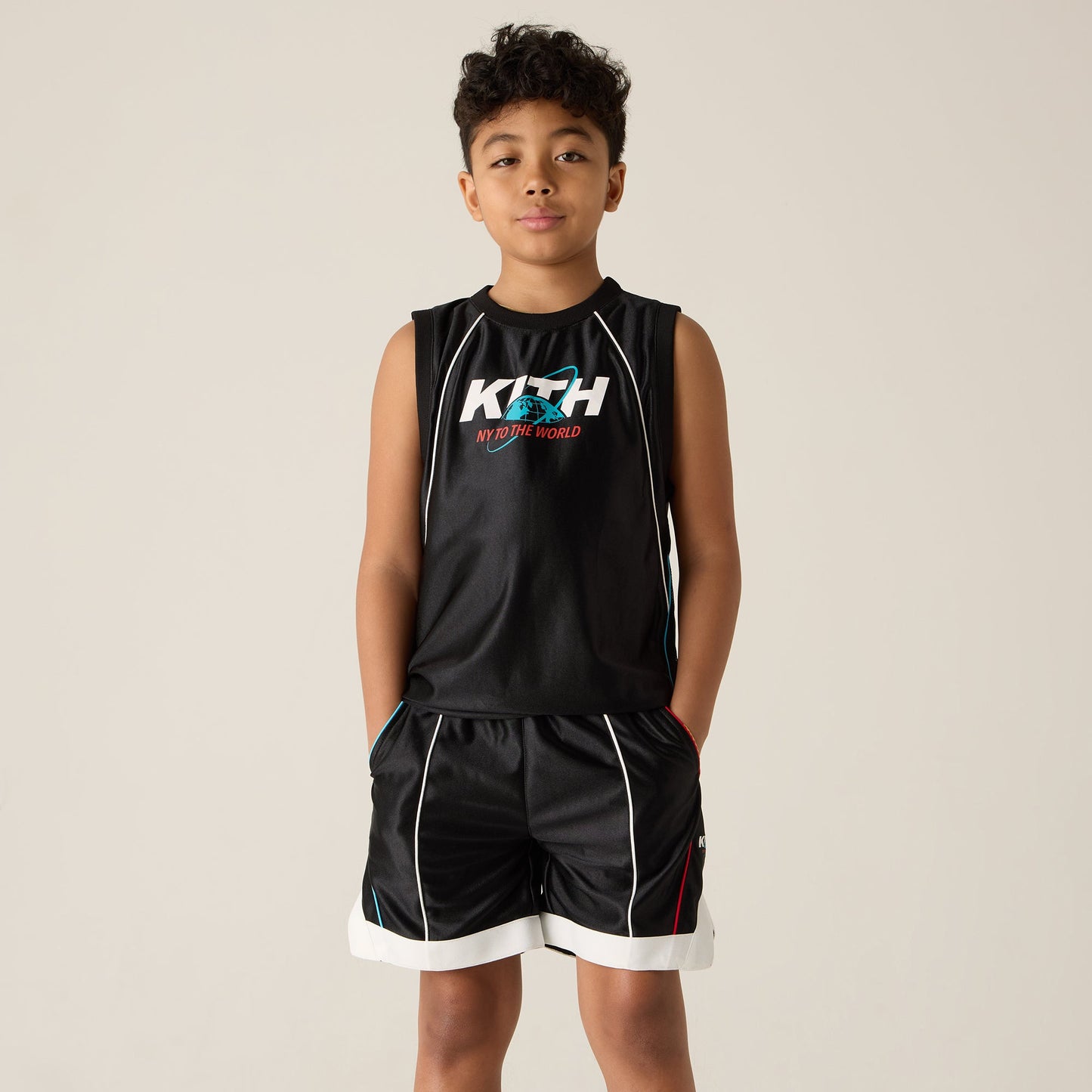 Kids Kith Kith Kids NY to the World Unisphere Faille Jersey - Black