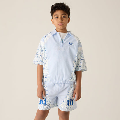 Kids Kith Kith Kids Patchwork Linden Quarter Zip Polo - Larimar