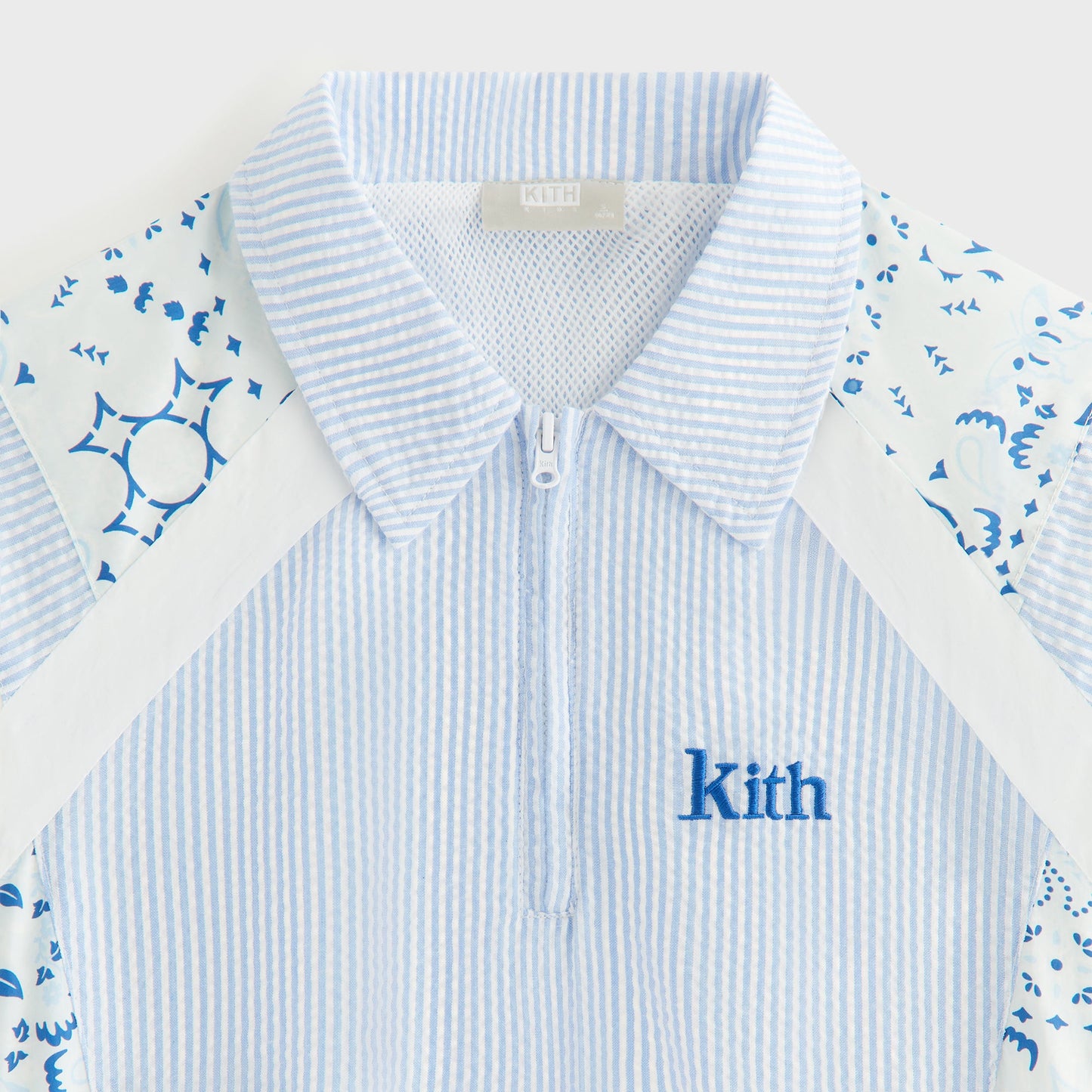 Kids Kith Kith Kids Patchwork Linden Quarter Zip Polo - Larimar