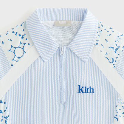 Kids Kith Kith Kids Patchwork Linden Quarter Zip Polo - Larimar
