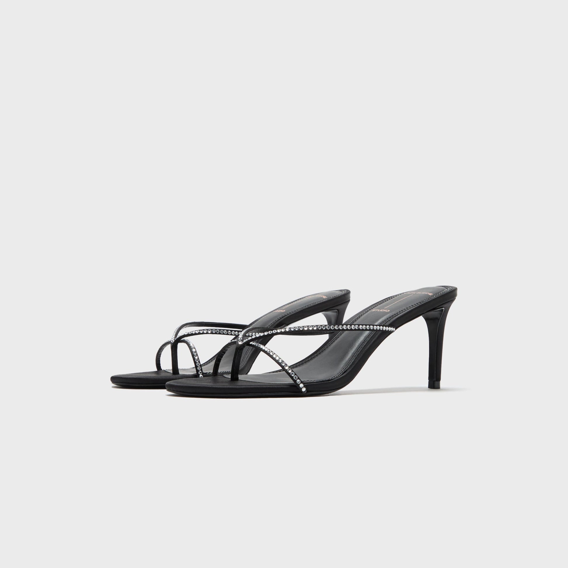 Women Kith Black Suede Studio Jade 65 - Black Satin Embellished