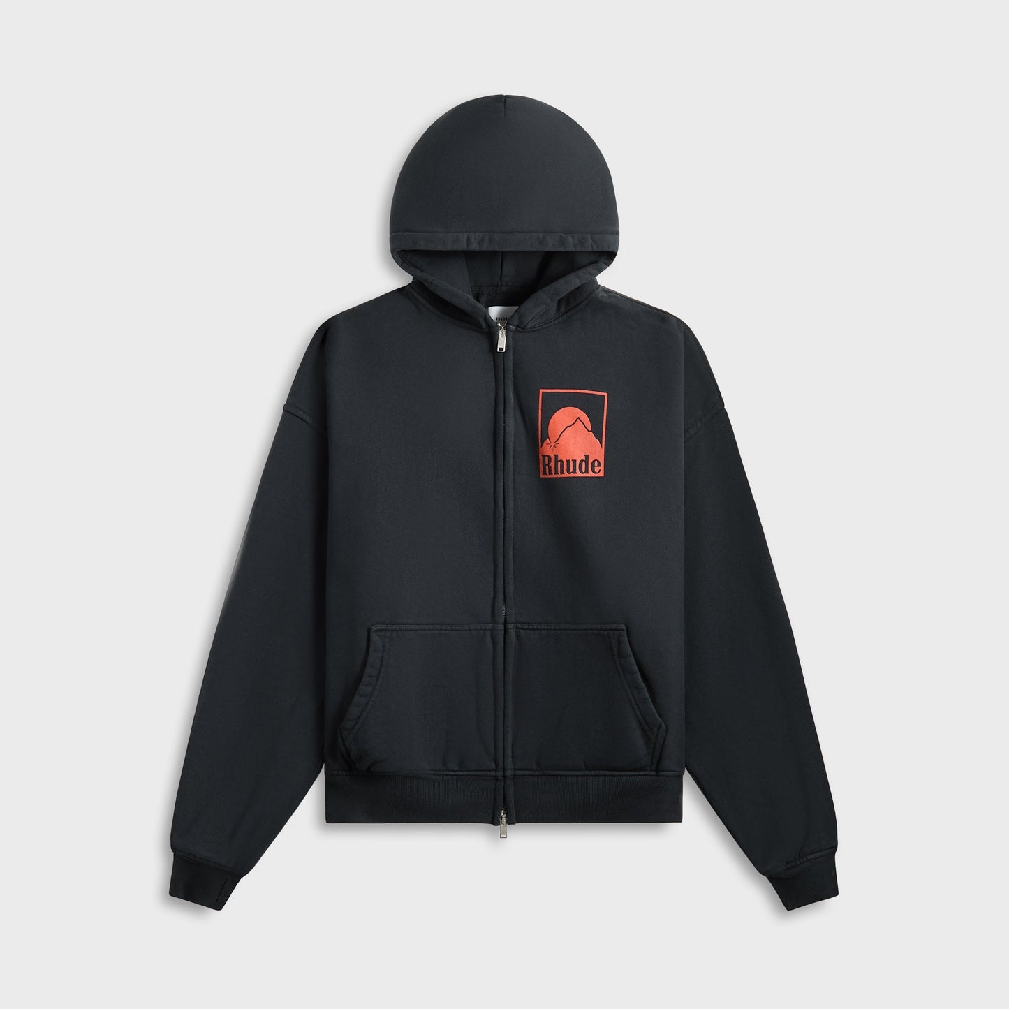 Men Kith Rhude Moonlight Badge Full-Zip Hoodie - Vintage Black