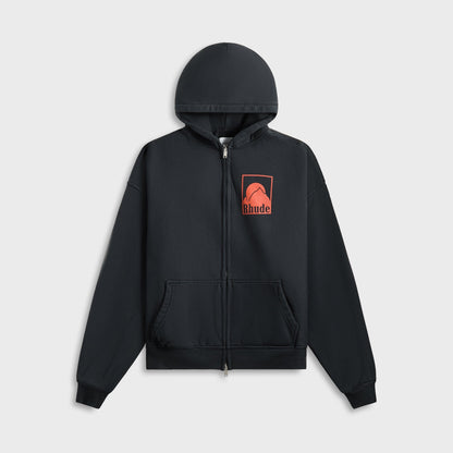 Men Kith Rhude Moonlight Badge Full-Zip Hoodie - Vintage Black