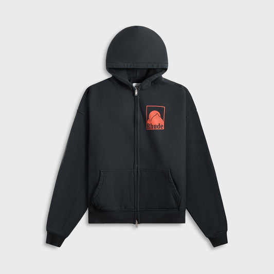 Men Kith Rhude Moonlight Badge Full-Zip Hoodie - Vintage Black