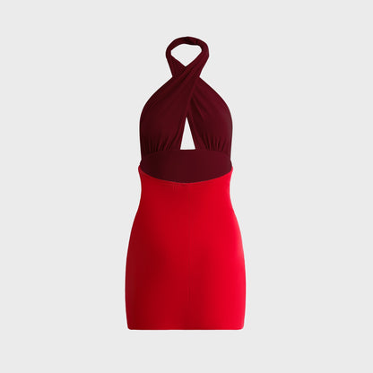 Women Kith Norma Kamali Cross Halter Pickleball Dress - Tiger Red