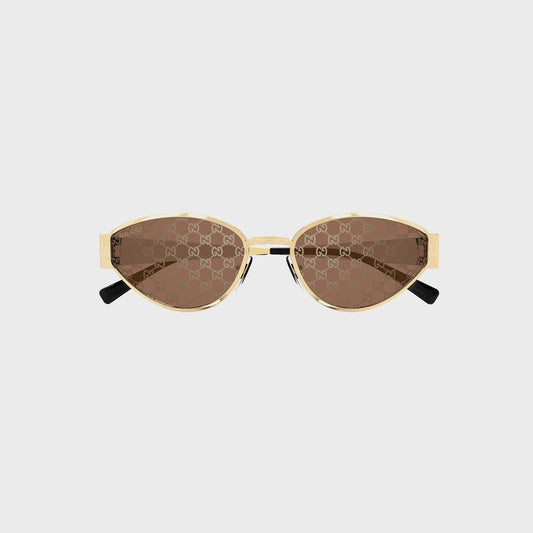 Women Kith Gucci GG All-Over Logo Metal Frames 53S - Gold