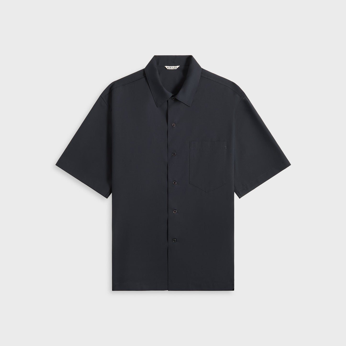 Men Kith Auralee Super Fine Tropical Wool Open Collar Half Sleeved - Navy