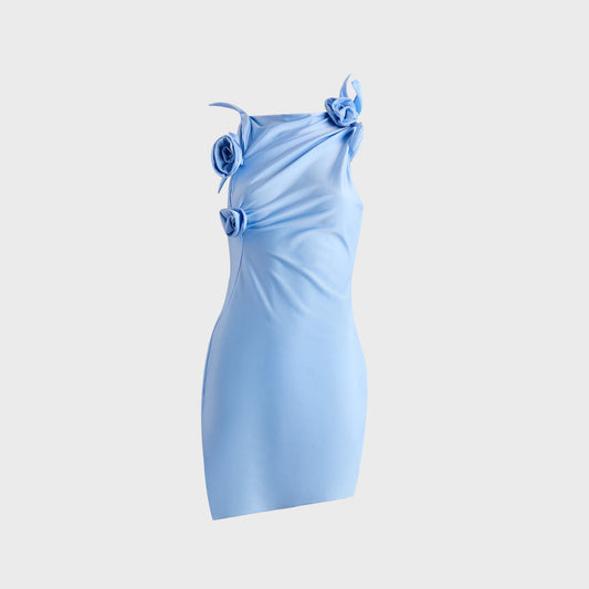 Women Kith Coperni Asymmetric Flower Mini Dress - Blue