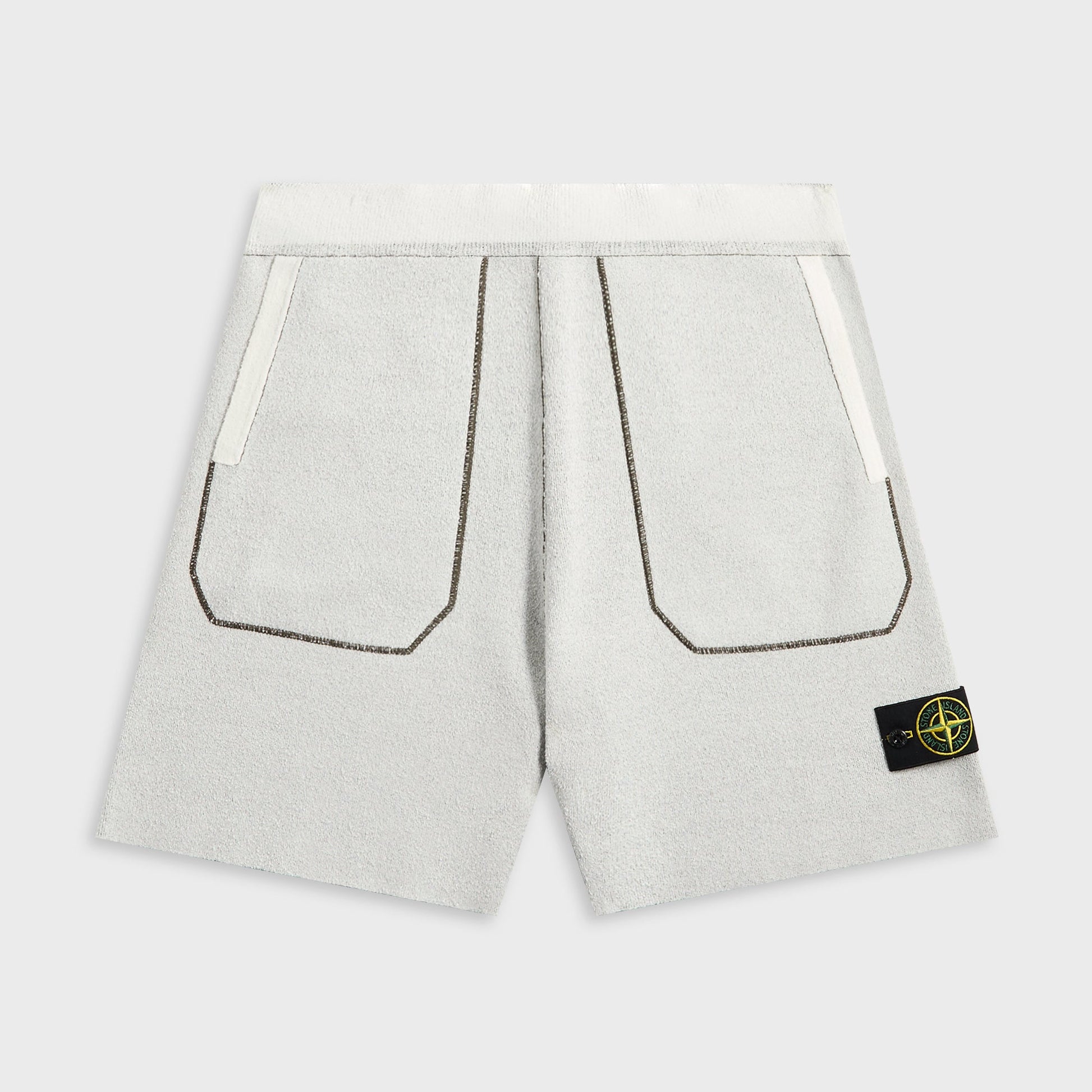 Men Kith Stone Island Double Face Bi-Color Cotton Nylon Shorts - Ivory