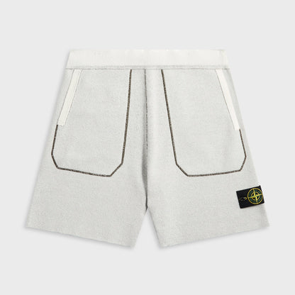 Men Kith Stone Island Double Face Bi-Color Cotton Nylon Shorts - Ivory