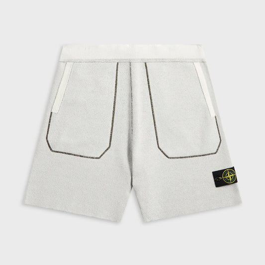 Men Kith Stone Island Double Face Bi-Color Cotton Nylon Shorts - Ivory