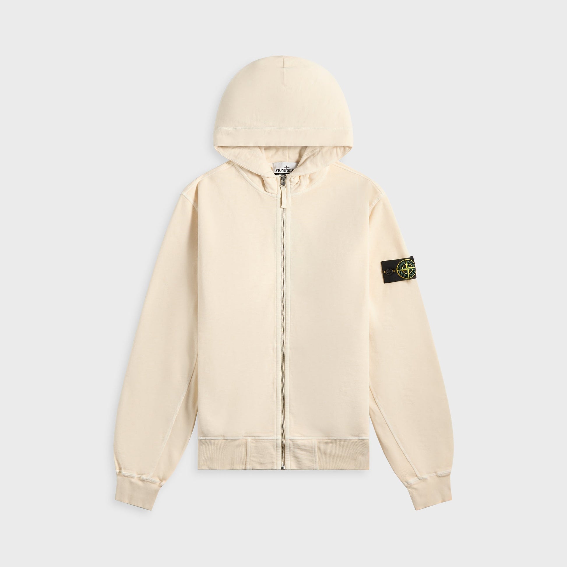 Men Kith Stone Island Malfile Fleece Garment Dyed Old Effect Zip Hoodie - Biege