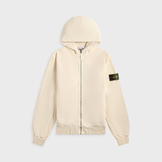 Men Kith Stone Island Malfile Fleece Garment Dyed Old Effect Zip Hoodie - Biege