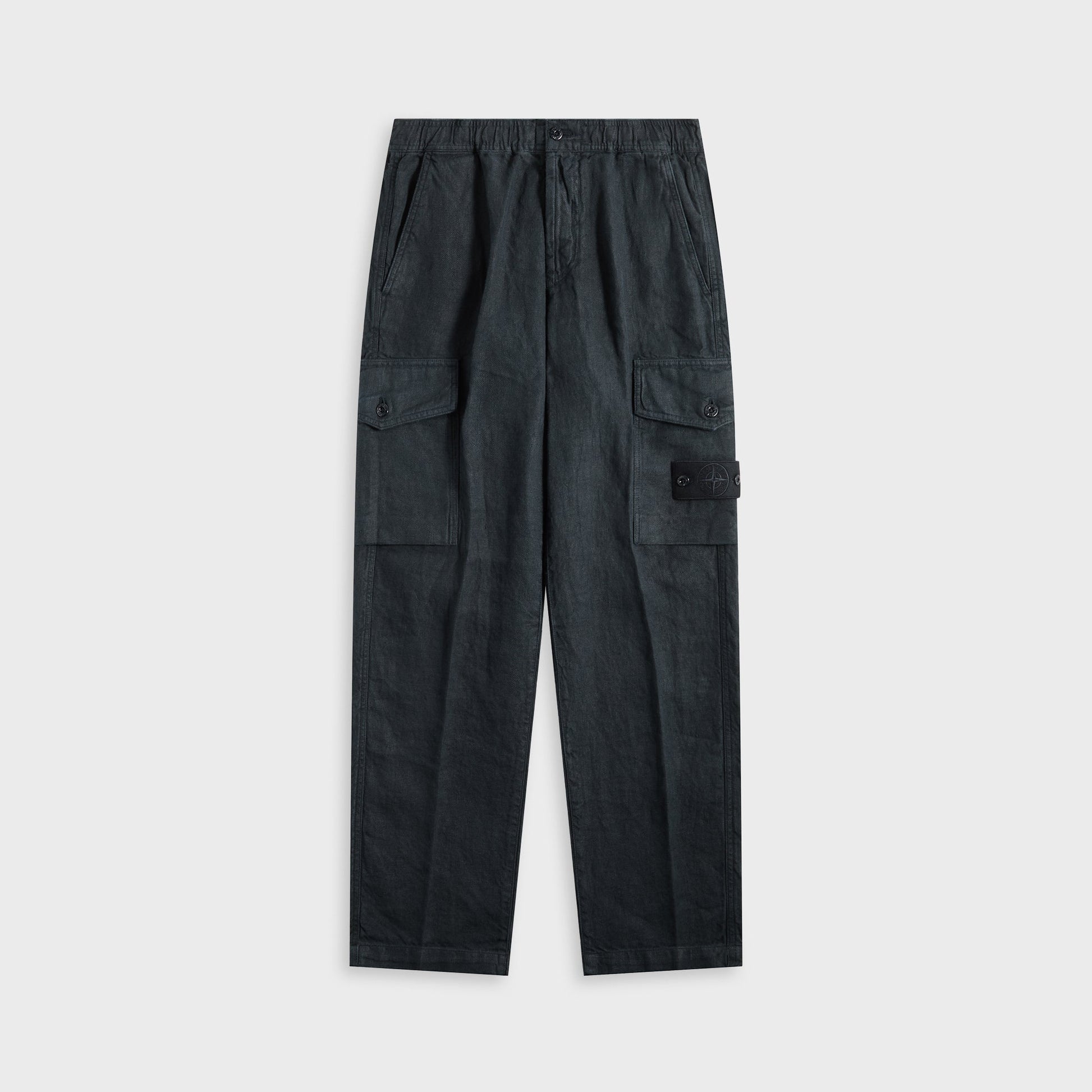 Men Kith Stone Island Diagonal Linen Garment Dyed Ghost Piece Trousers - Navy B