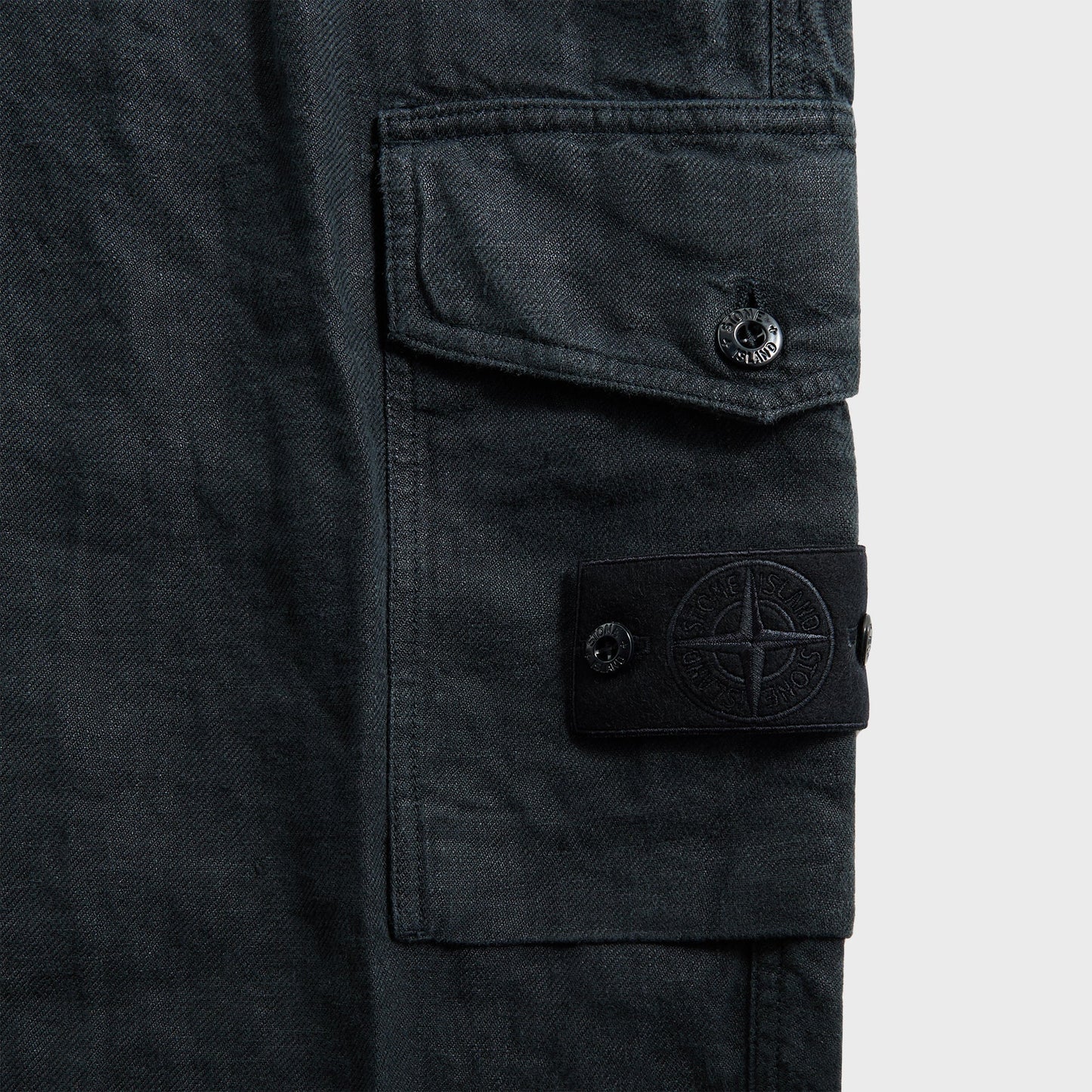 Men Kith Stone Island Diagonal Linen Garment Dyed Ghost Piece Trousers - Navy B