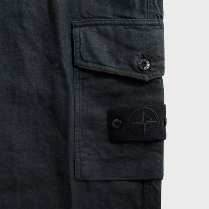 Men Kith Stone Island Diagonal Linen Garment Dyed Ghost Piece Trousers - Navy B