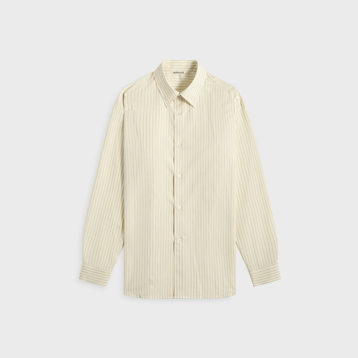 Men Kith Auralee Super Fine Wool Stripe Shirt - Ivory Stripe