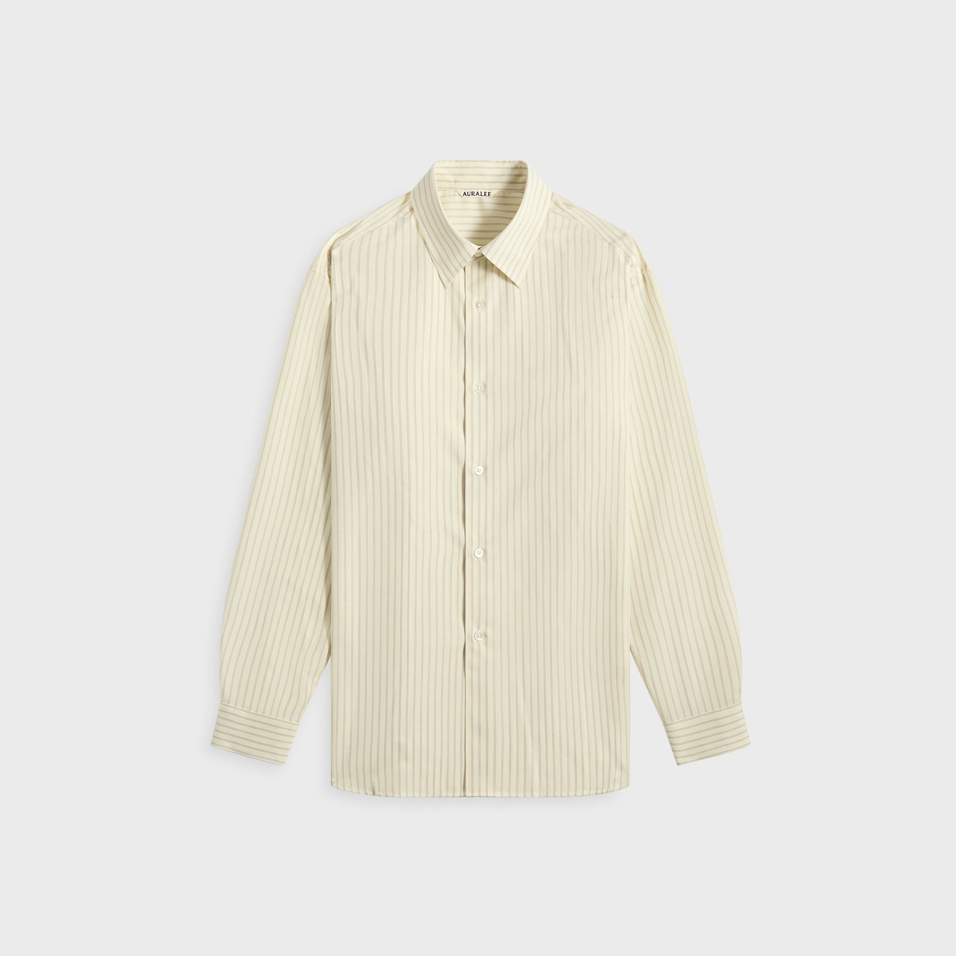 Men Kith Auralee Super Fine Wool Stripe Shirt - Ivory Stripe