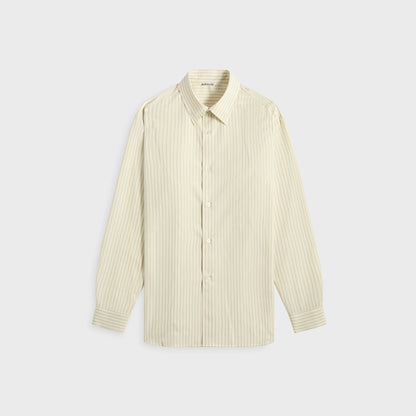 Men Kith Auralee Super Fine Wool Stripe Shirt - Ivory Stripe