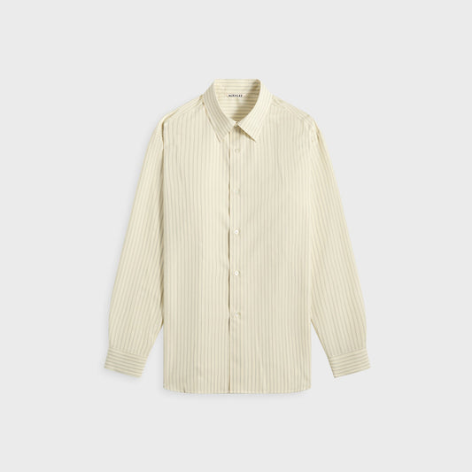 Men Kith Auralee Super Fine Wool Stripe Shirt - Ivory Stripe