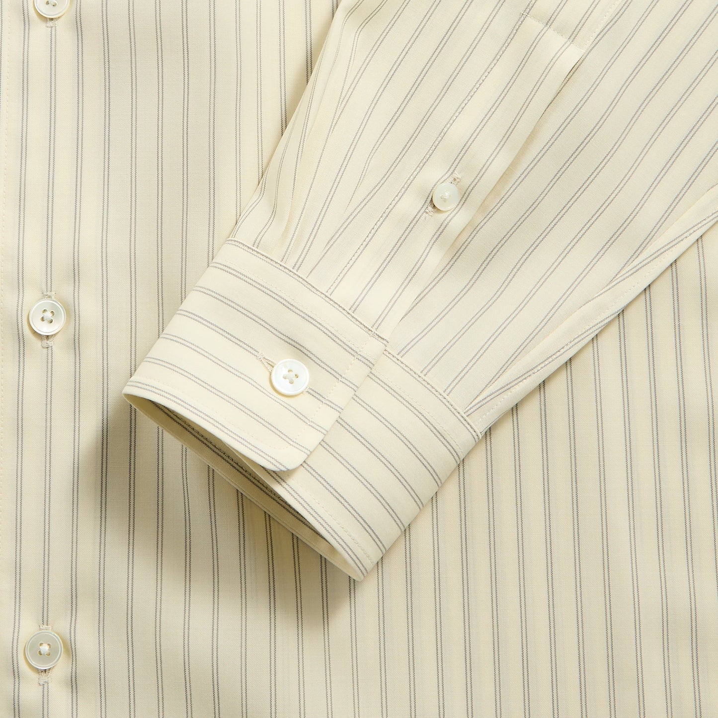 Men Kith Auralee Super Fine Wool Stripe Shirt - Ivory Stripe