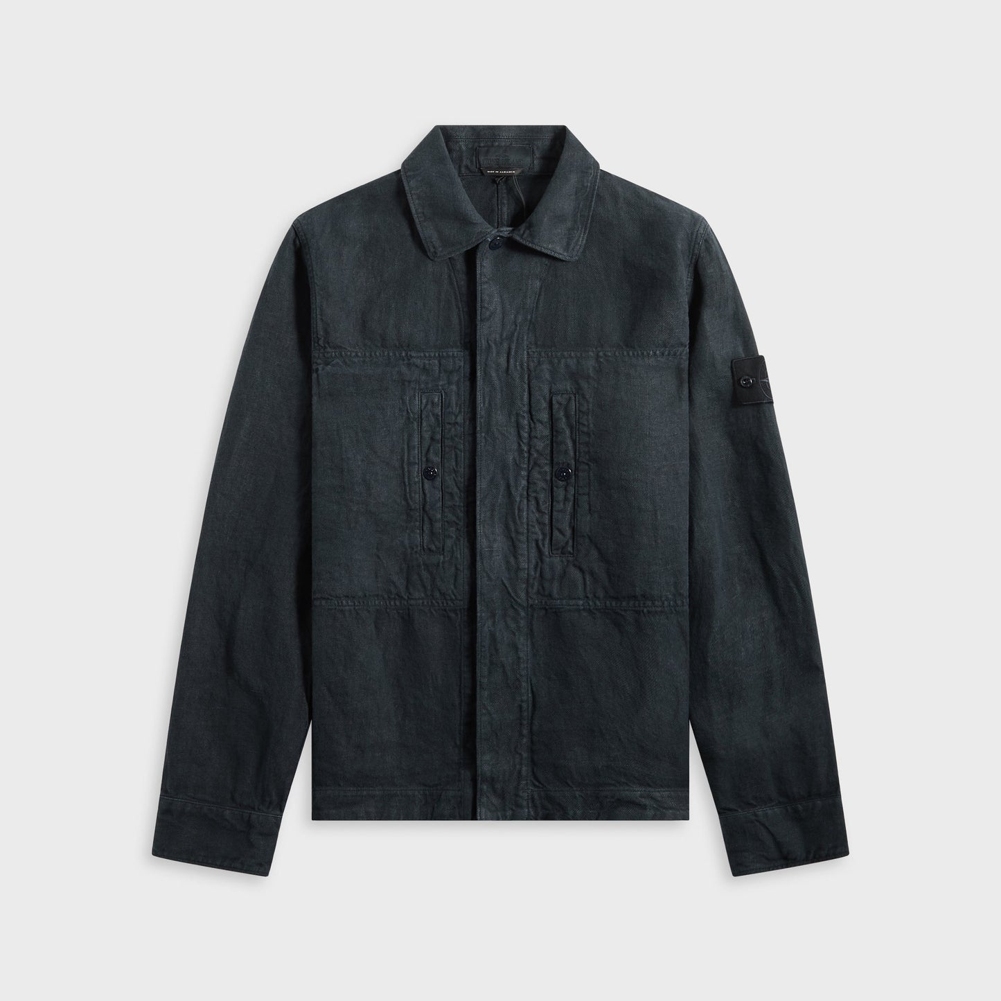Men Kith Stone Island Diagonal Linen Garment Dyed Ghost Piece - Navy Blue