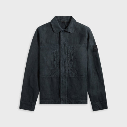 Men Kith Stone Island Diagonal Linen Garment Dyed Ghost Piece - Navy Blue